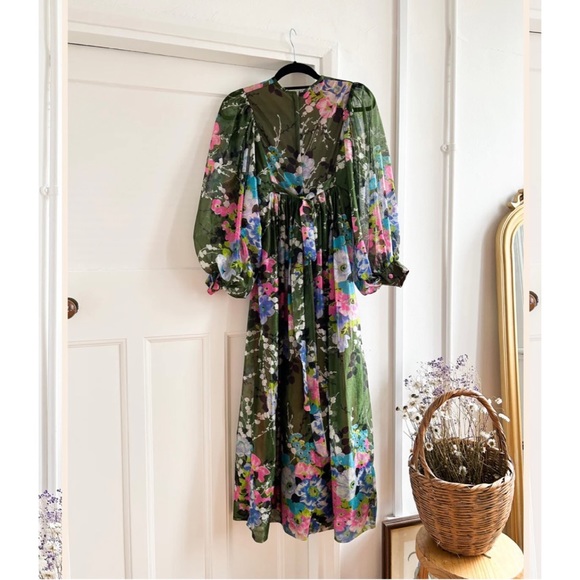 Vintage 1970s Balloon Sleeve Floral Maxi Dress - Picture 6 of 6